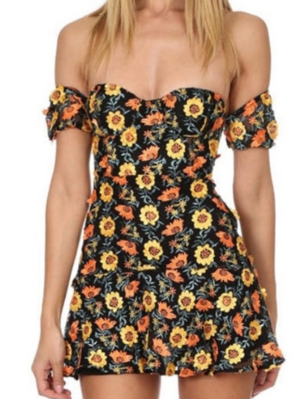 For Love And Lemons Amelia Sunflower Mini Dress - Picture 3 of 10